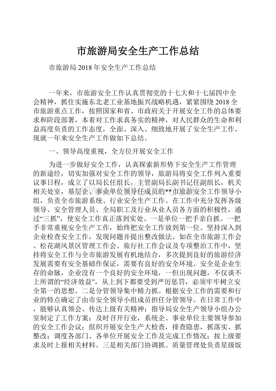 市旅游局安全生产工作总结.docx