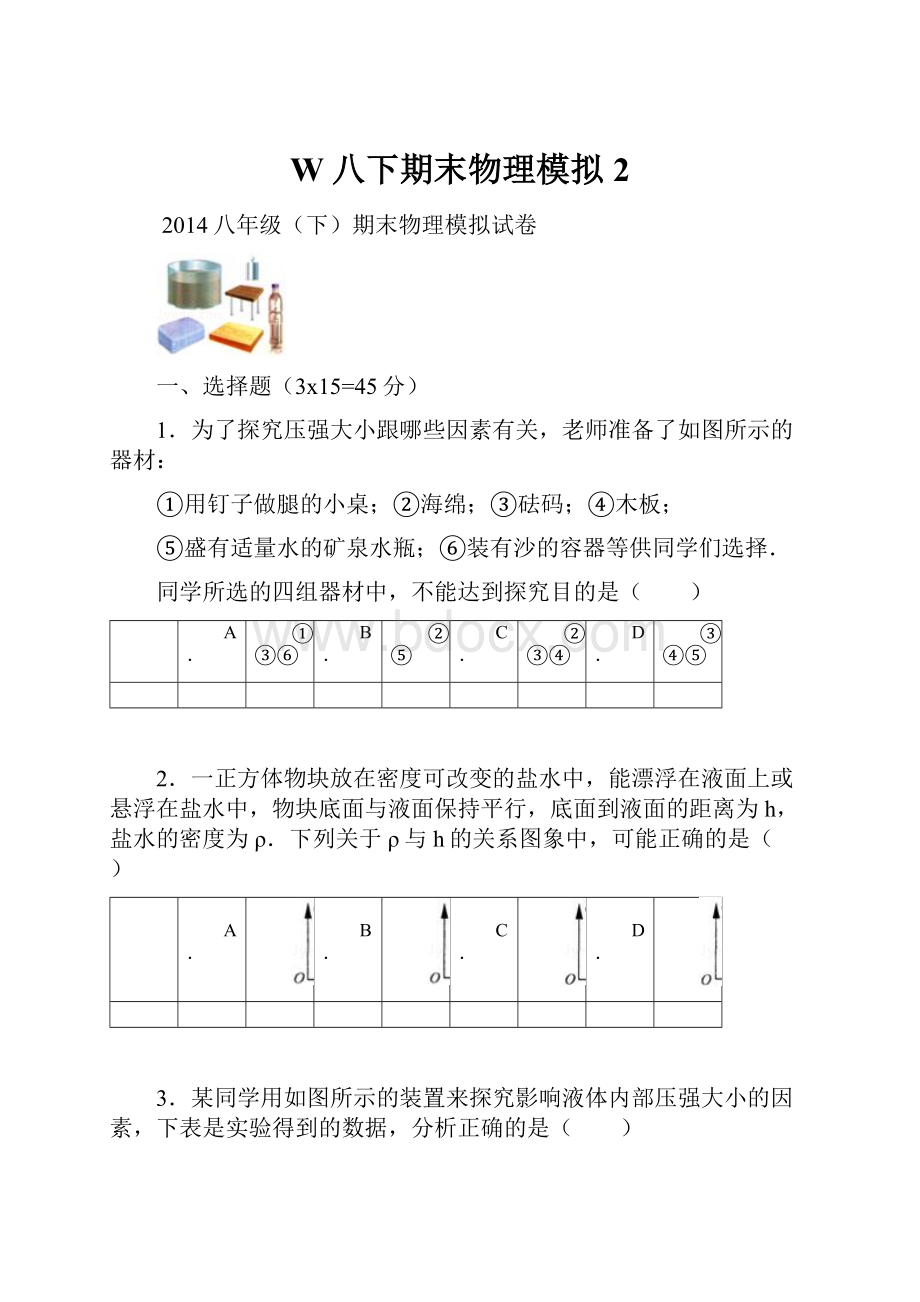 W八下期末物理模拟2.docx_第1页