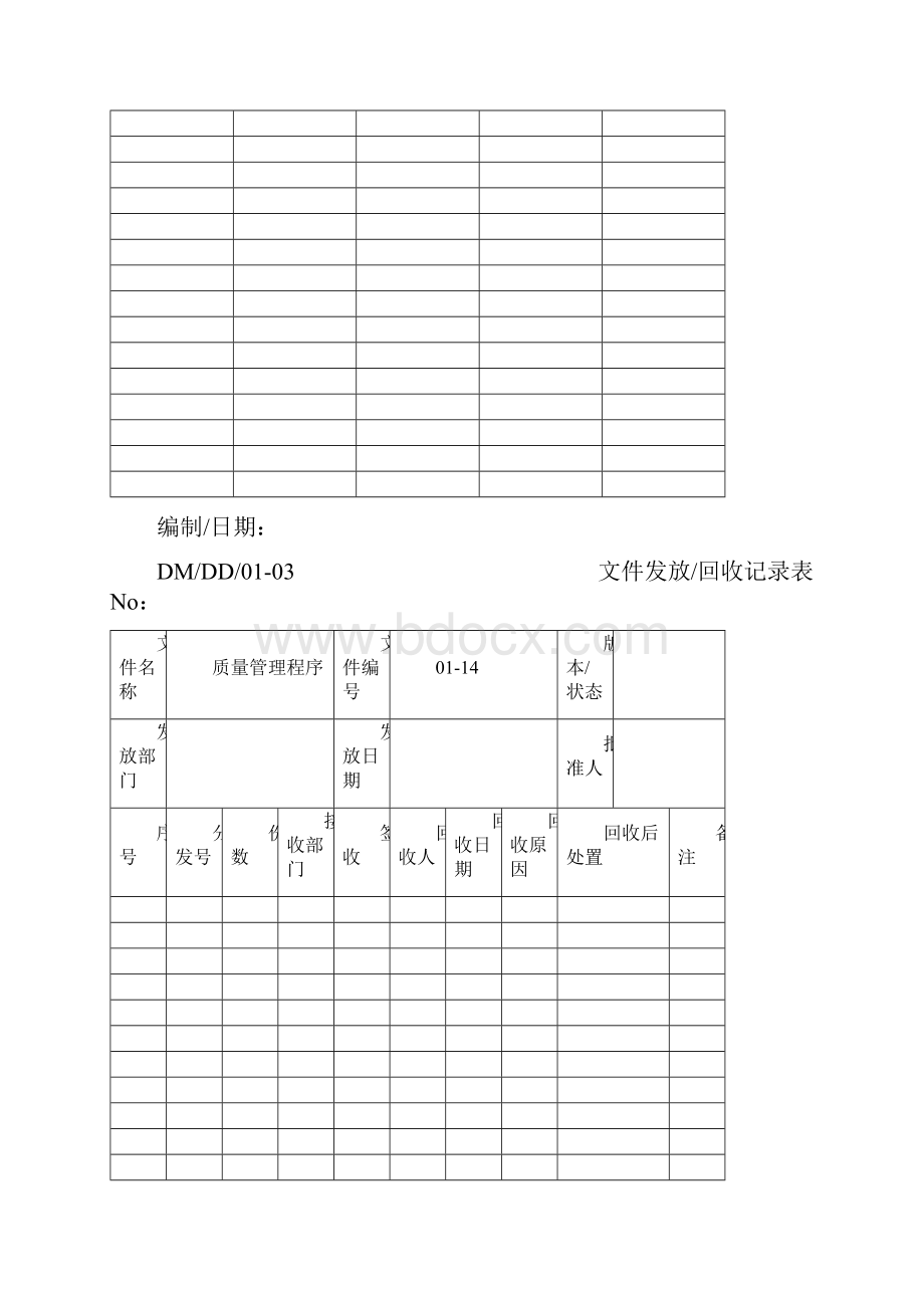 医疗器械程序文件记录表全套.docx_第2页