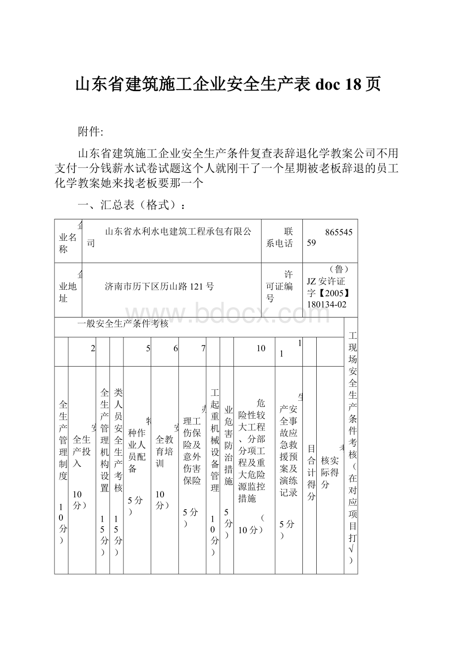 山东省建筑施工企业安全生产表doc 18页.docx