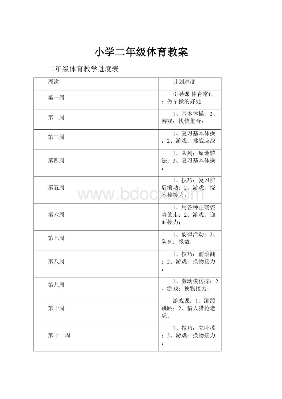 小学二年级体育教案.docx