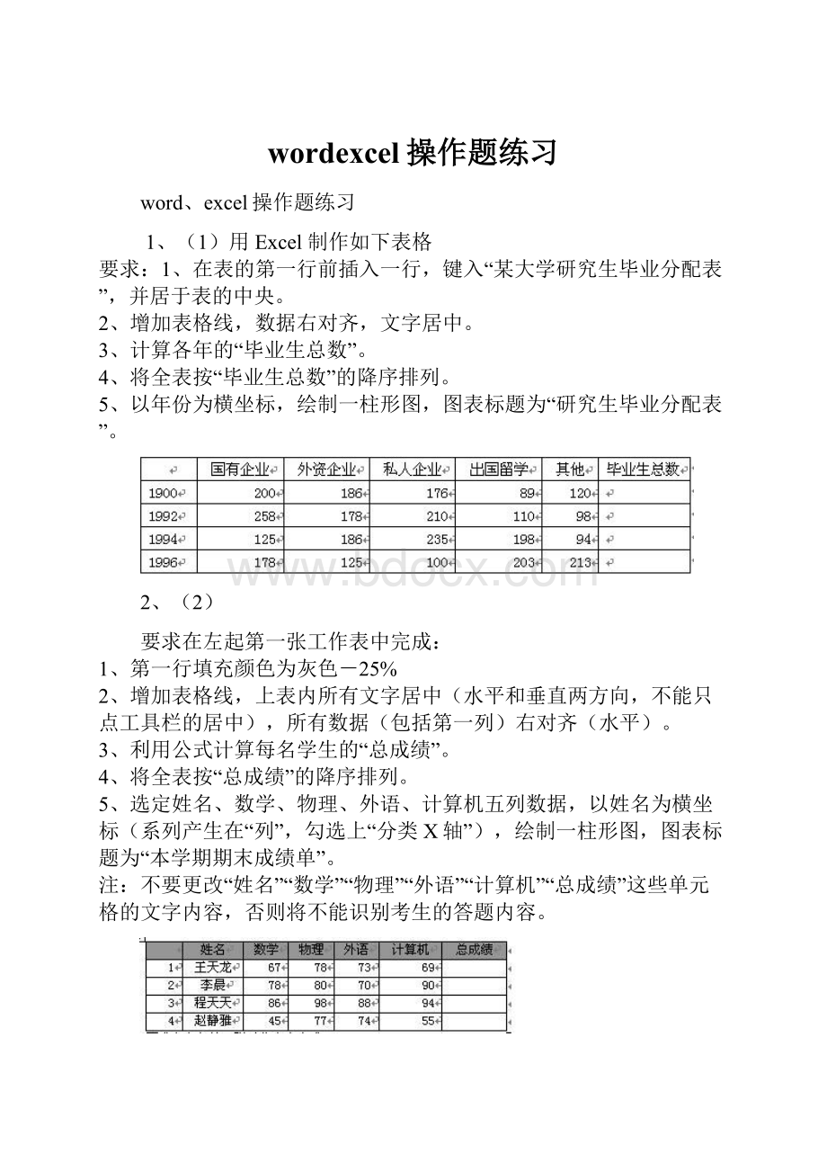 wordexcel操作题练习.docx