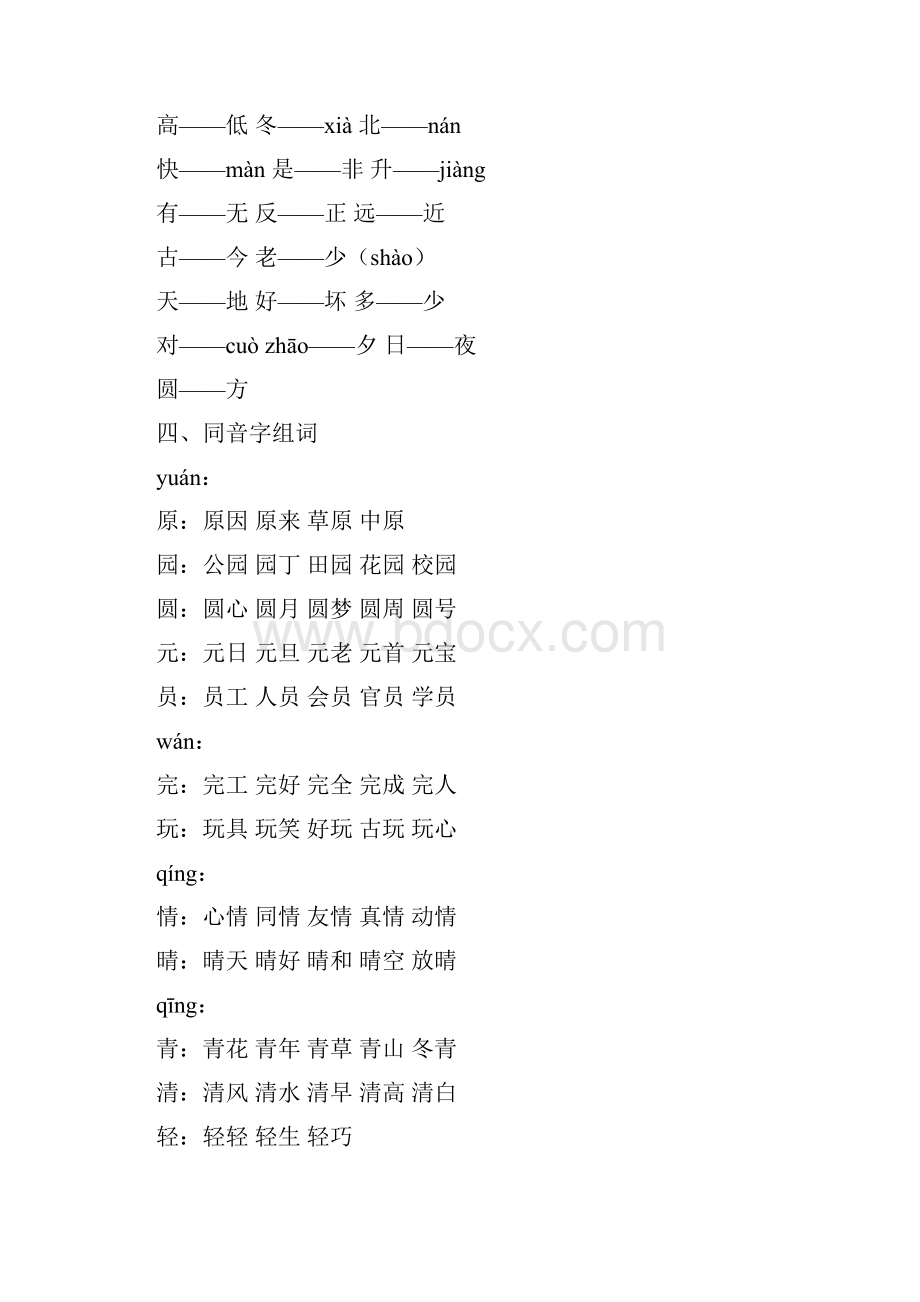 统编版一年级语文下册期中知识点.docx_第3页