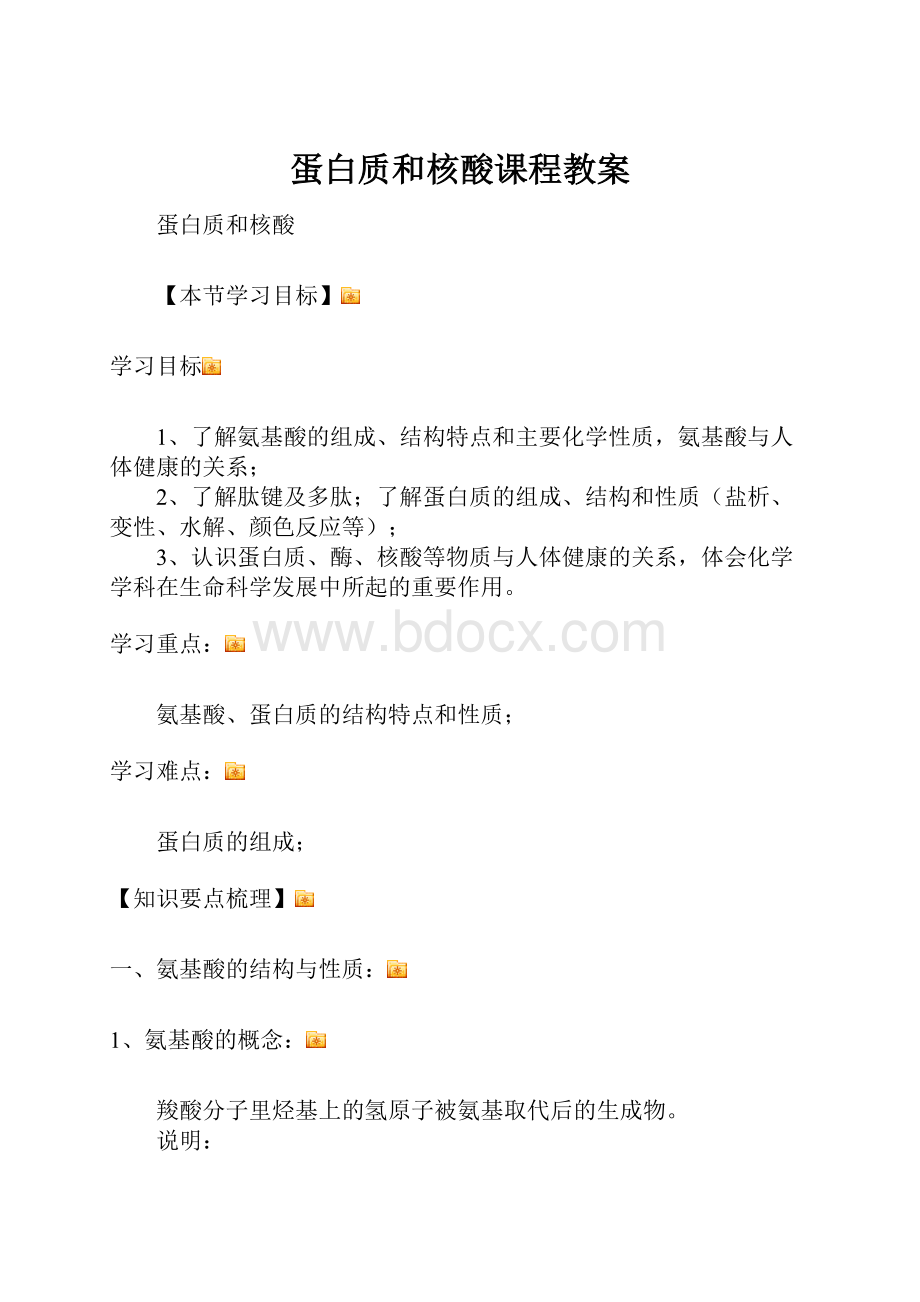 蛋白质和核酸课程教案.docx