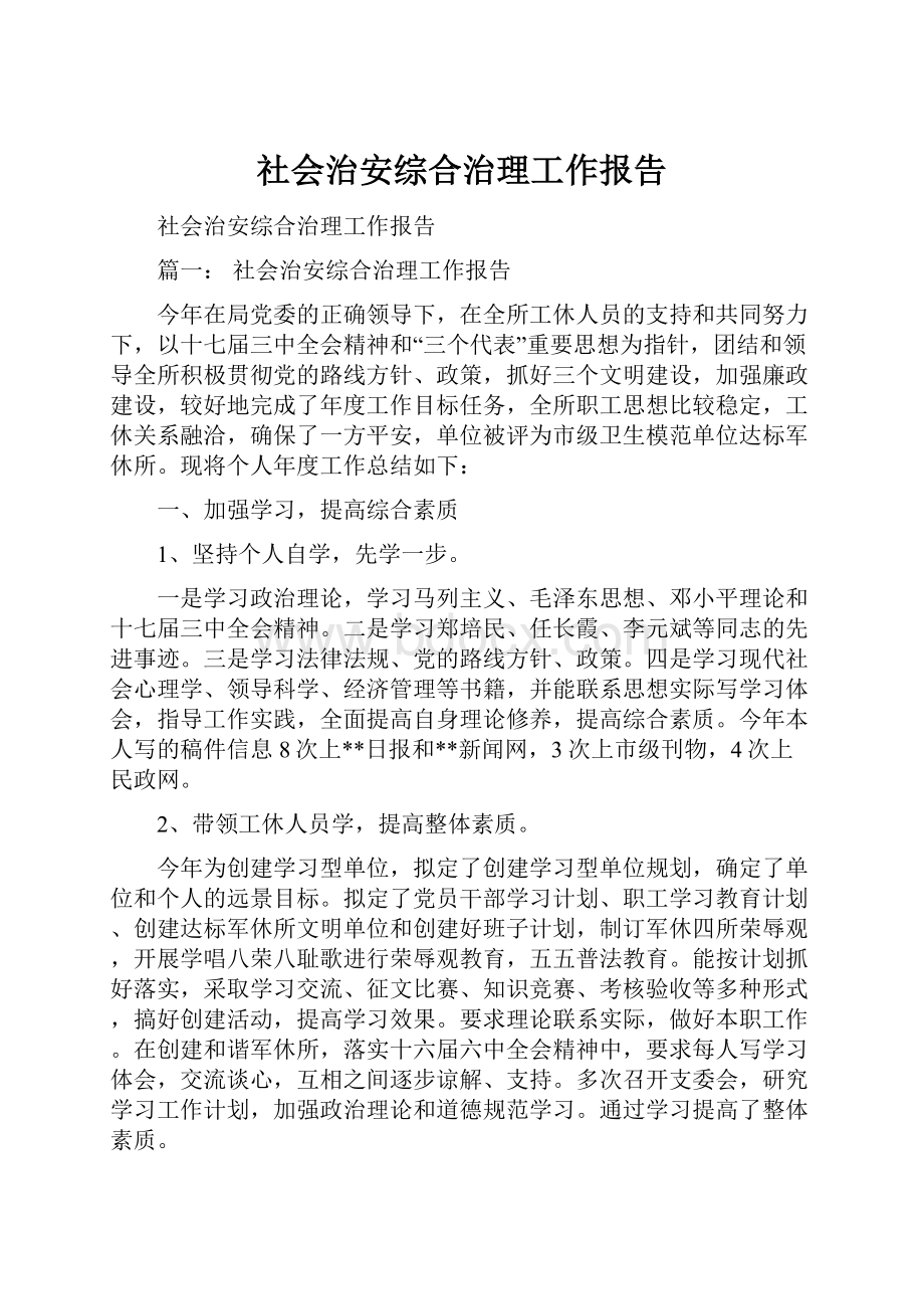 社会治安综合治理工作报告.docx