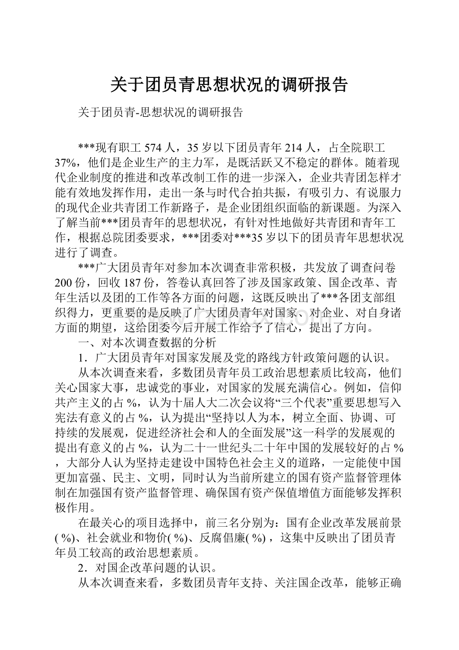 关于团员青思想状况的调研报告.docx