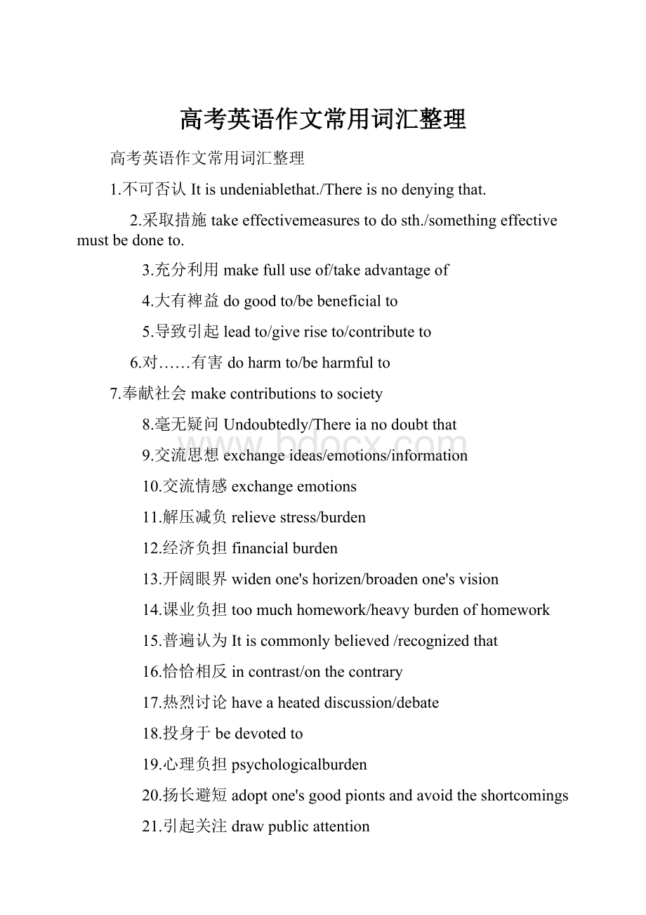 高考英语作文常用词汇整理.docx_第1页