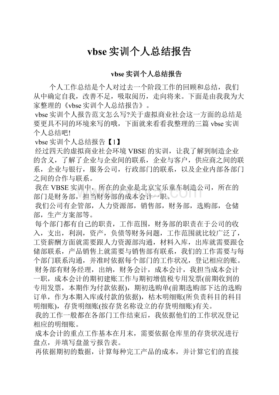 vbse实训个人总结报告.docx