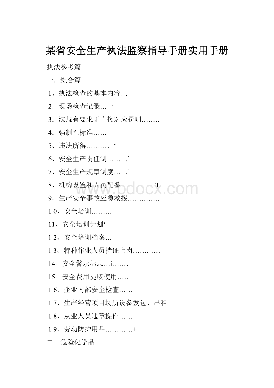 某省安全生产执法监察指导手册实用手册.docx