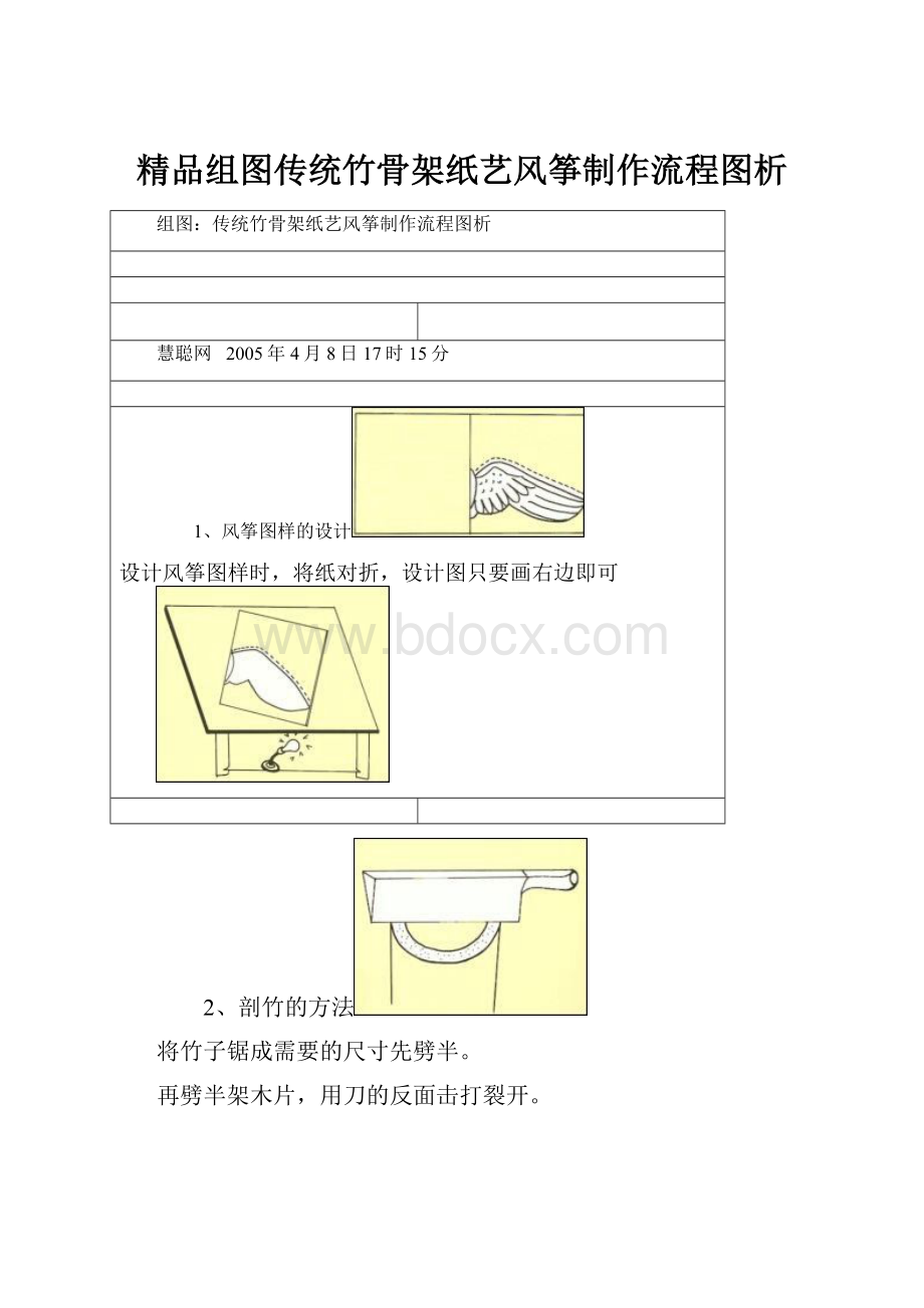 精品组图传统竹骨架纸艺风筝制作流程图析.docx