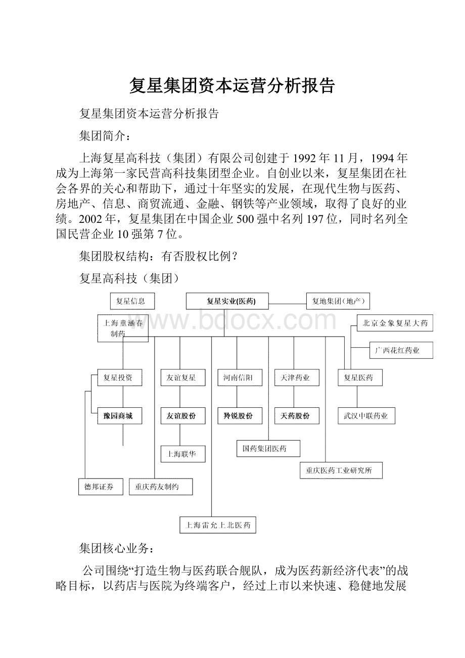 复星集团资本运营分析报告.docx_第1页