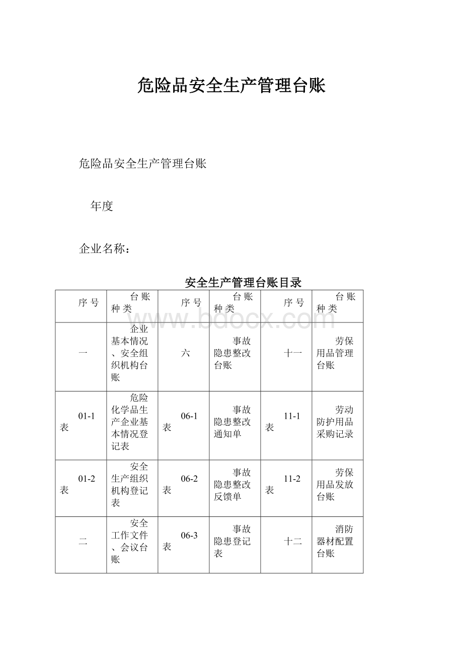 危险品安全生产管理台账.docx_第1页