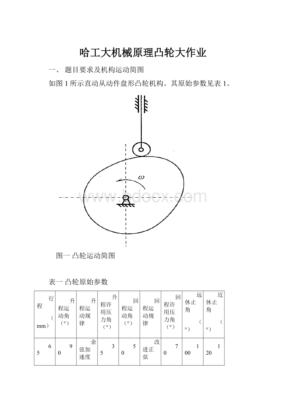 哈工大机械原理凸轮大作业.docx