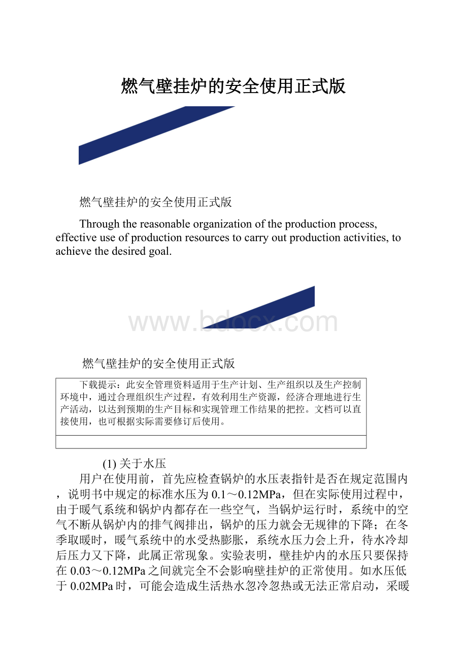 燃气壁挂炉的安全使用正式版.docx