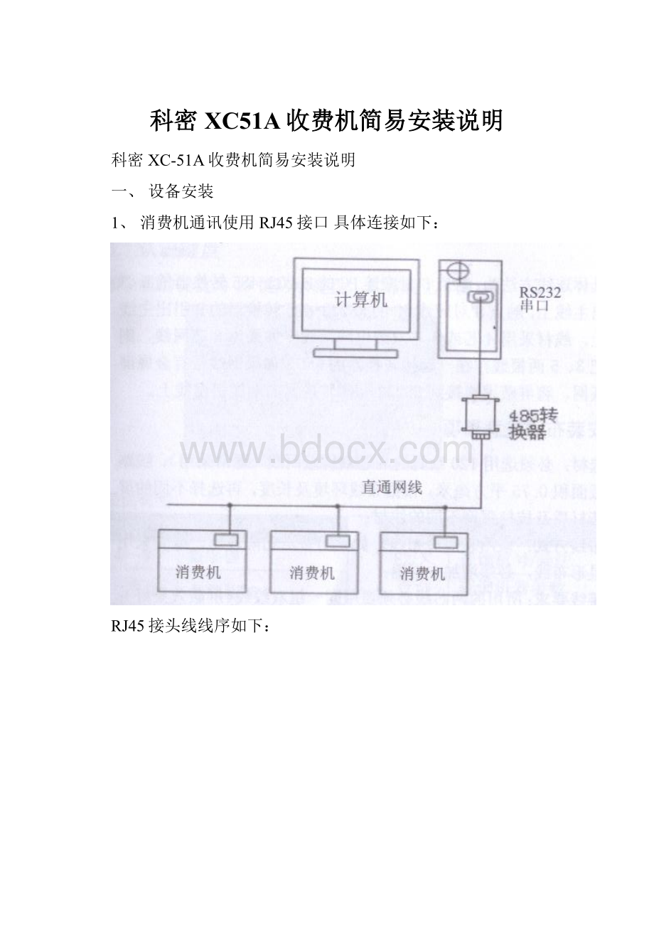 科密XC51A收费机简易安装说明.docx