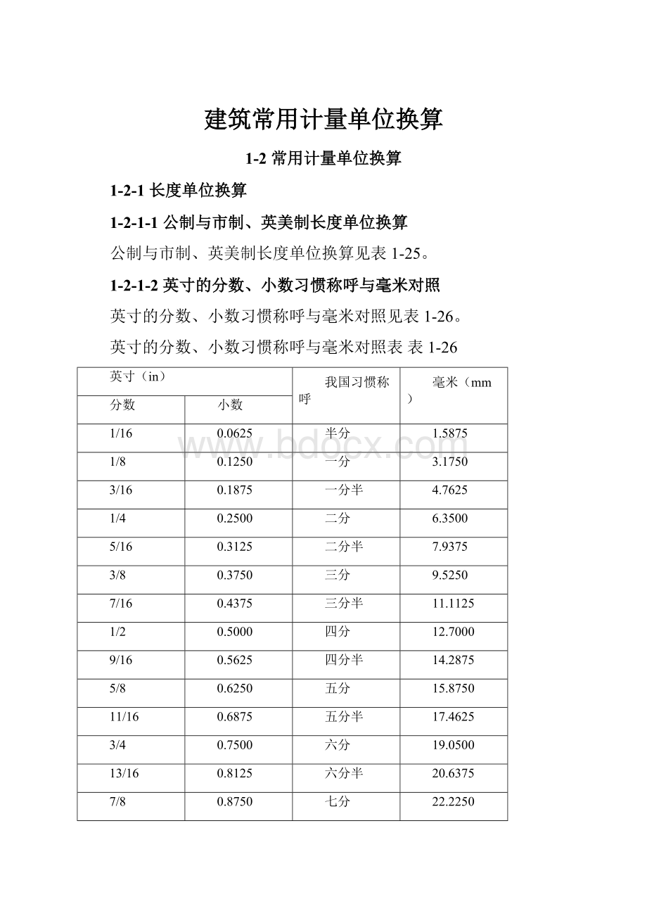 建筑常用计量单位换算.docx_第1页