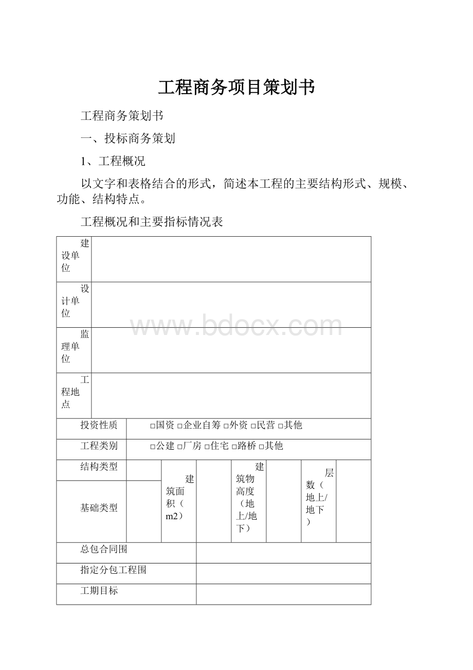 工程商务项目策划书.docx