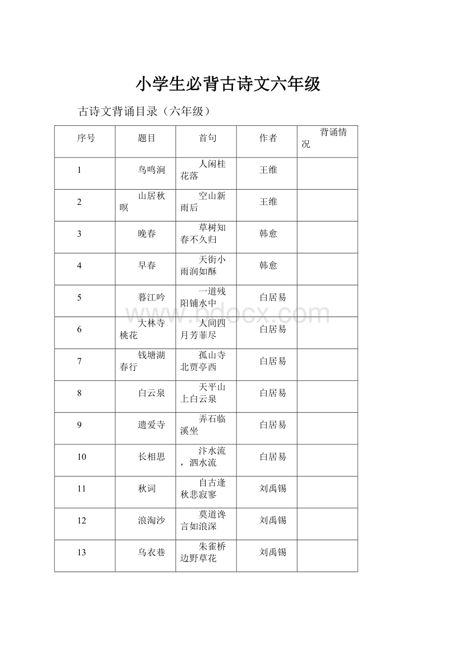 小学生必背古诗文六年级.docx