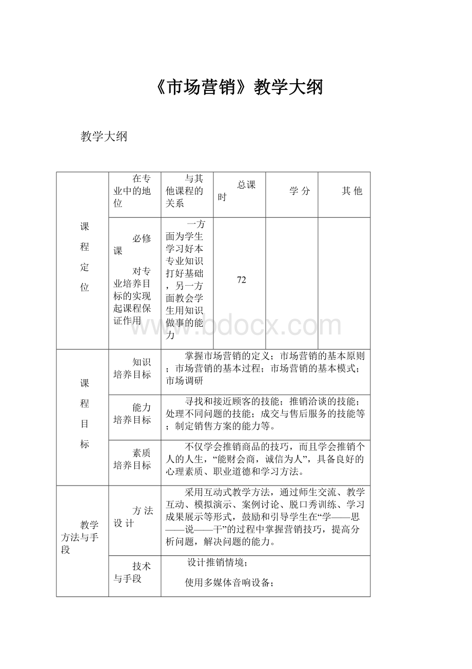 《市场营销》教学大纲.docx_第1页