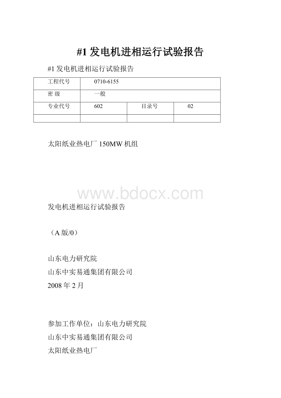 #1发电机进相运行试验报告.docx_第1页