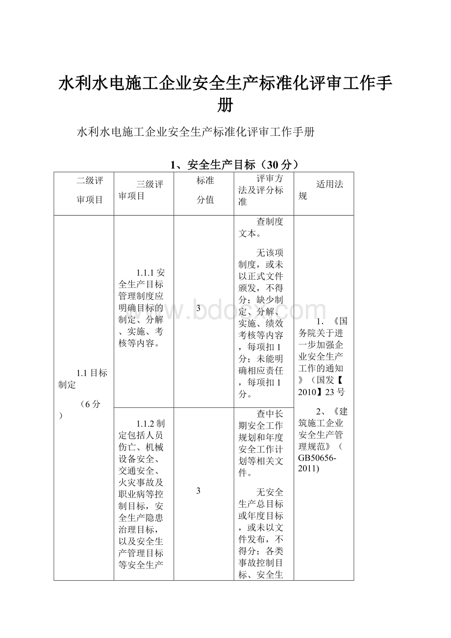 水利水电施工企业安全生产标准化评审工作手册.docx