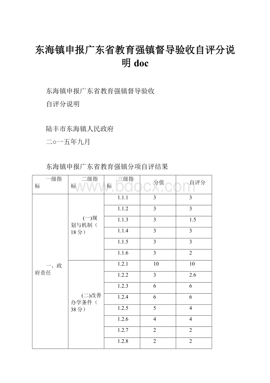 东海镇申报广东省教育强镇督导验收自评分说明doc.docx