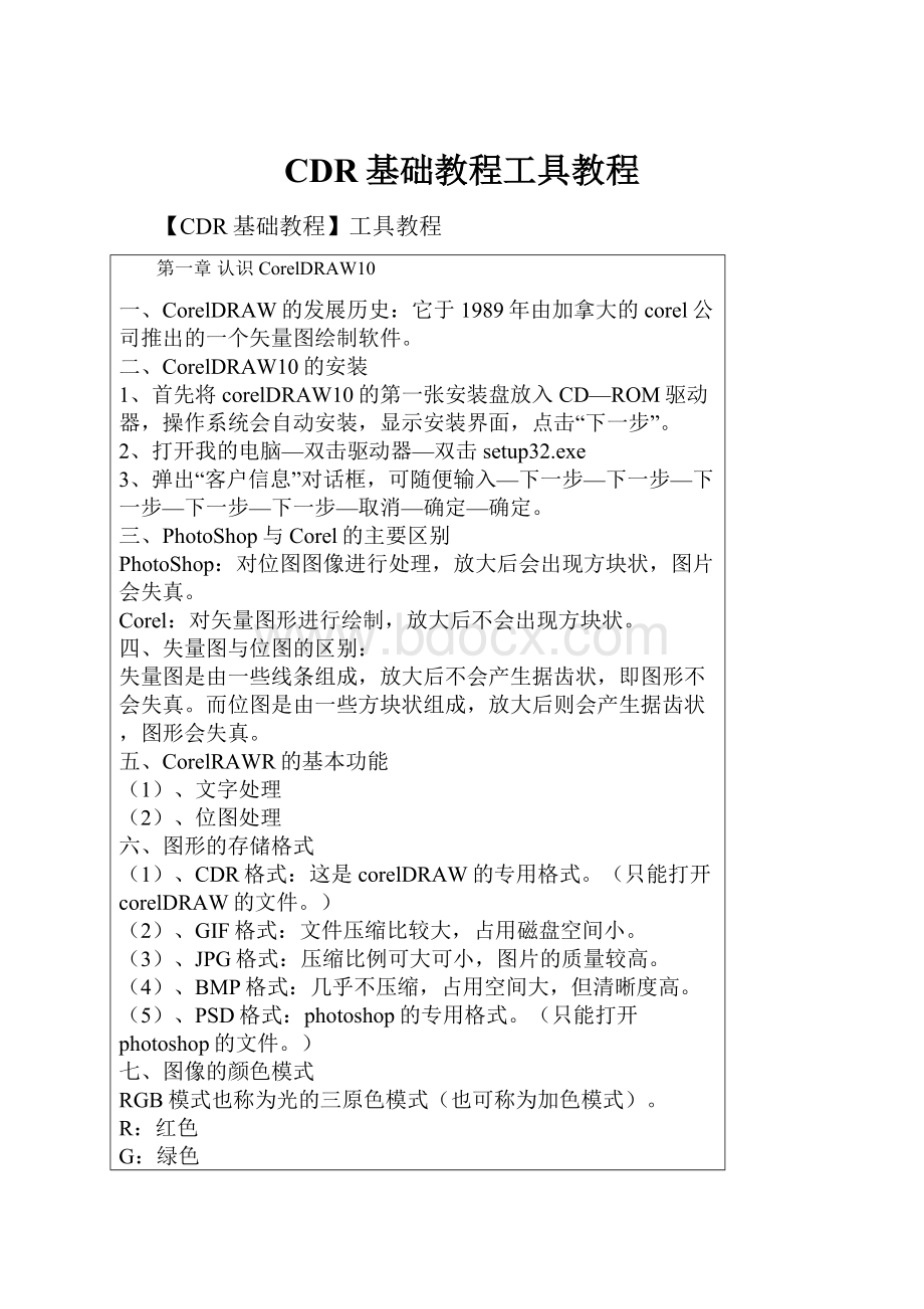 CDR基础教程工具教程.docx_第1页