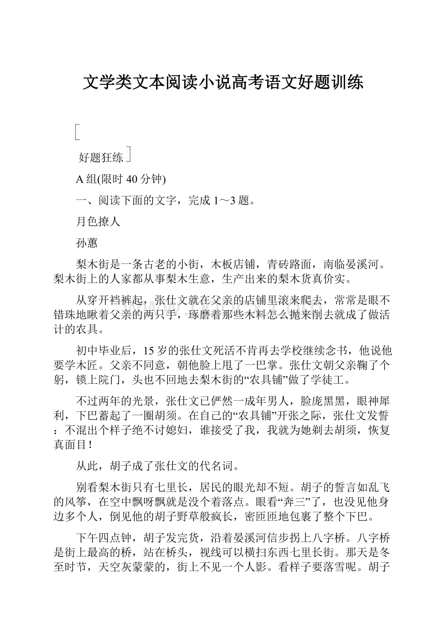 文学类文本阅读小说高考语文好题训练.docx