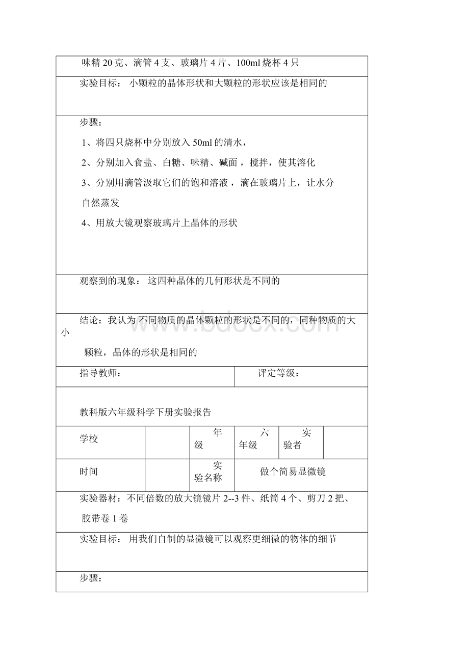 教科版六年级科学下册实验报告单全.docx_第3页