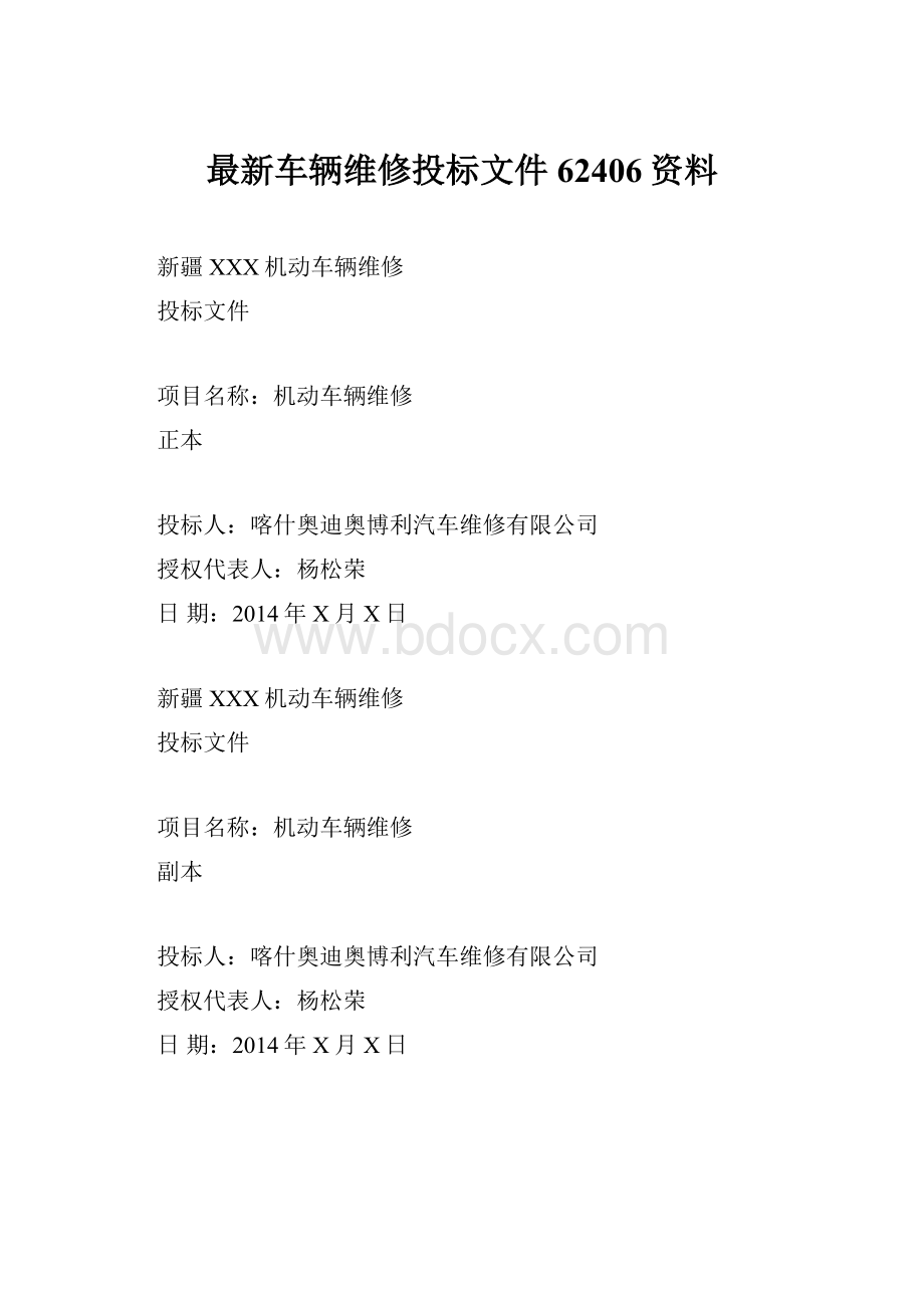 最新车辆维修投标文件62406资料.docx