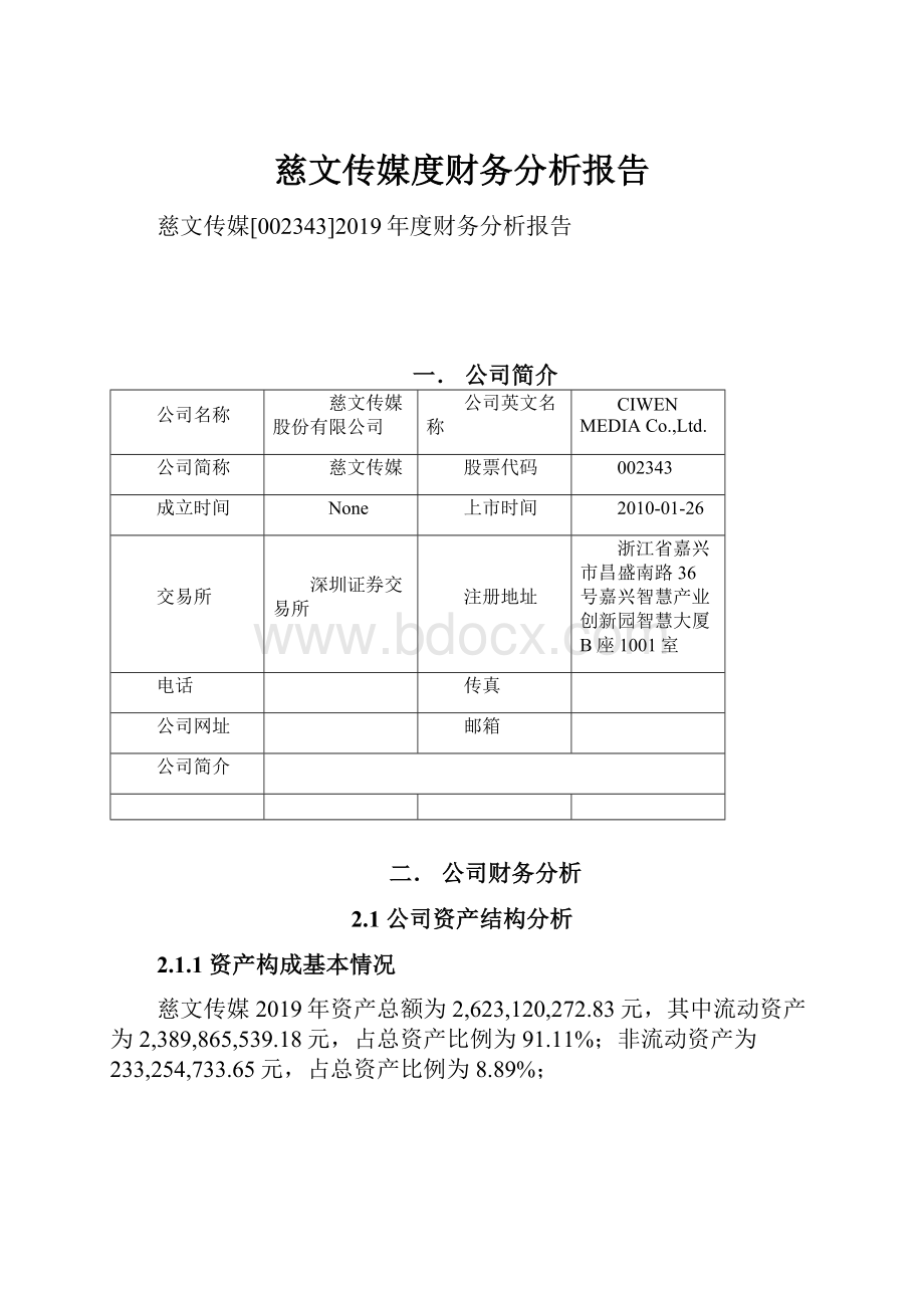 慈文传媒度财务分析报告.docx