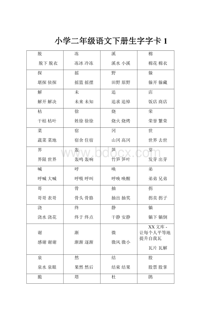 小学二年级语文下册生字字卡 1.docx_第1页