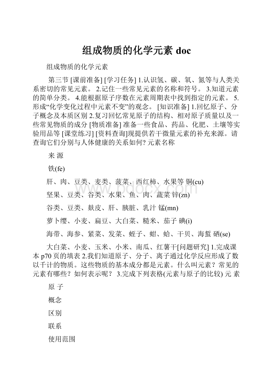 组成物质的化学元素doc.docx