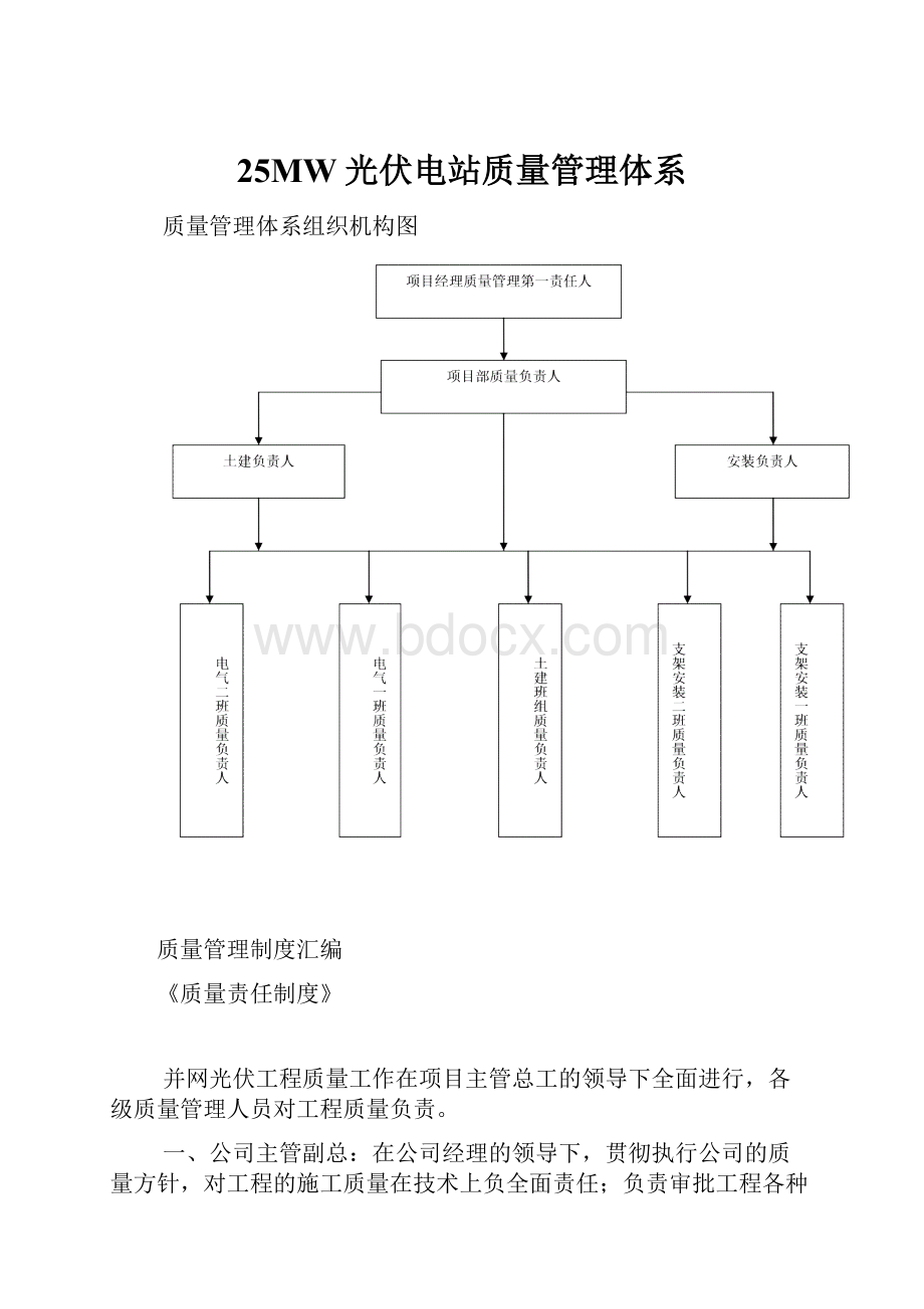 25MW光伏电站质量管理体系.docx