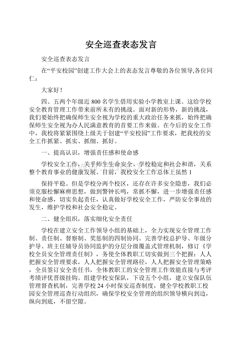 安全巡查表态发言.docx_第1页