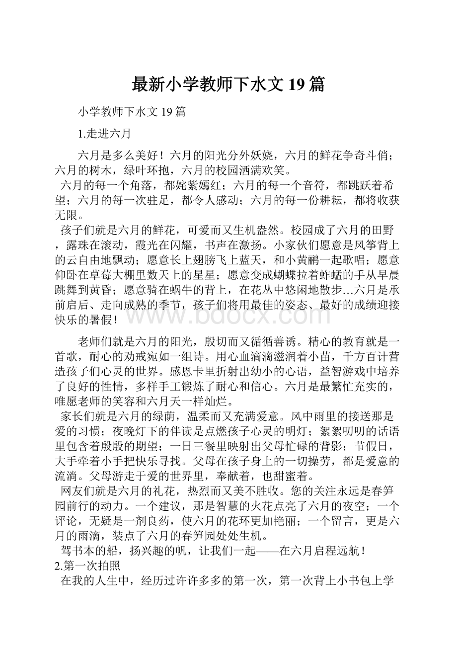 最新小学教师下水文19篇.docx