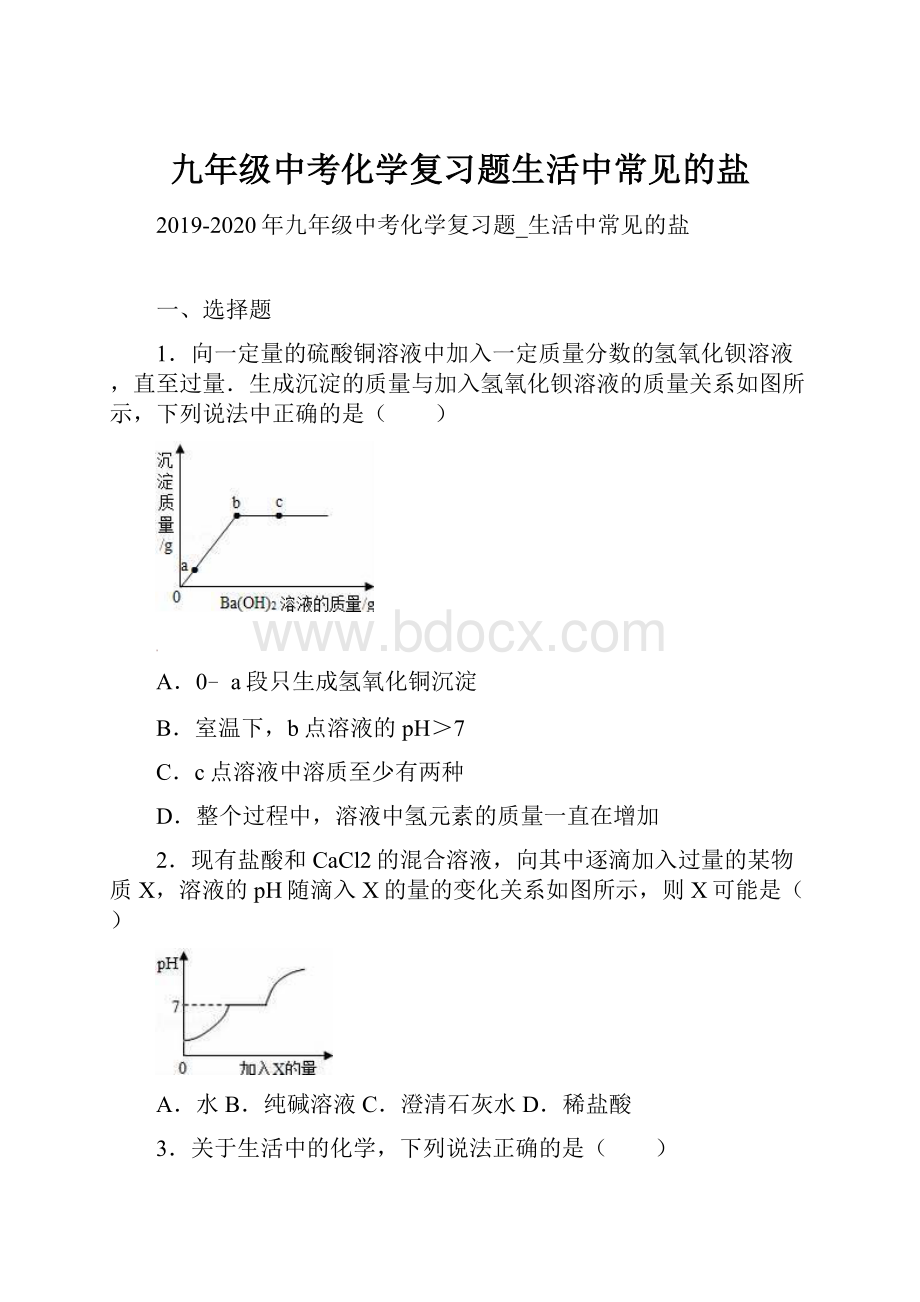 九年级中考化学复习题生活中常见的盐.docx