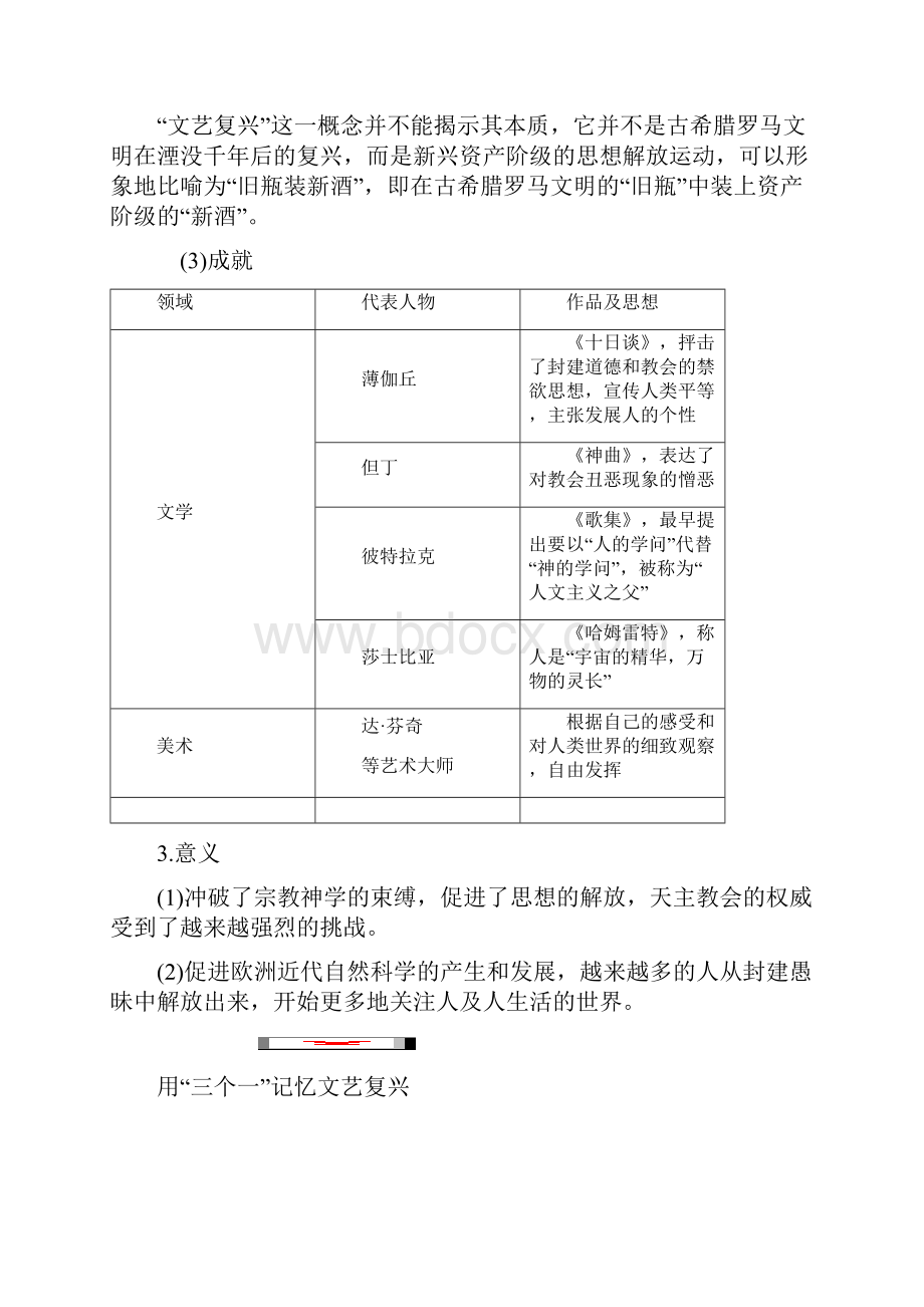 版高考历史一轮复习 第3部分 第8单元 工业革命前的世界 第21讲 西方人文精神的起源及其发展教学案.docx_第3页