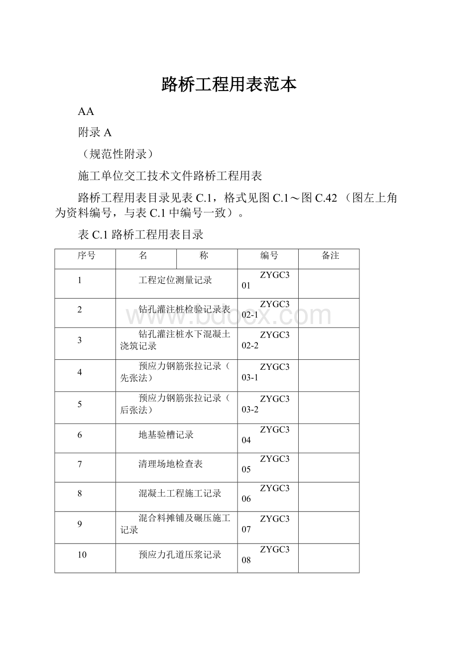 路桥工程用表范本.docx