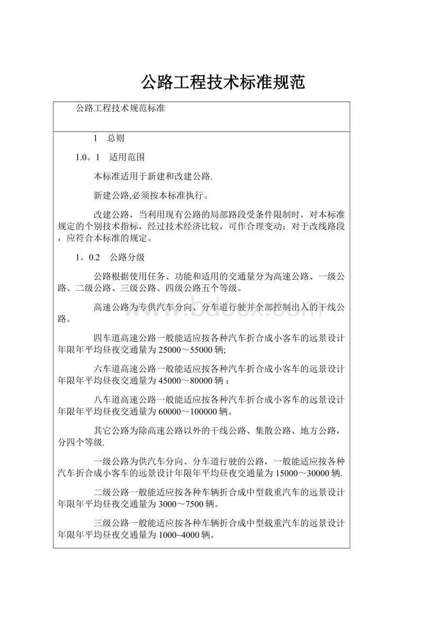 公路工程技术标准规范.docx