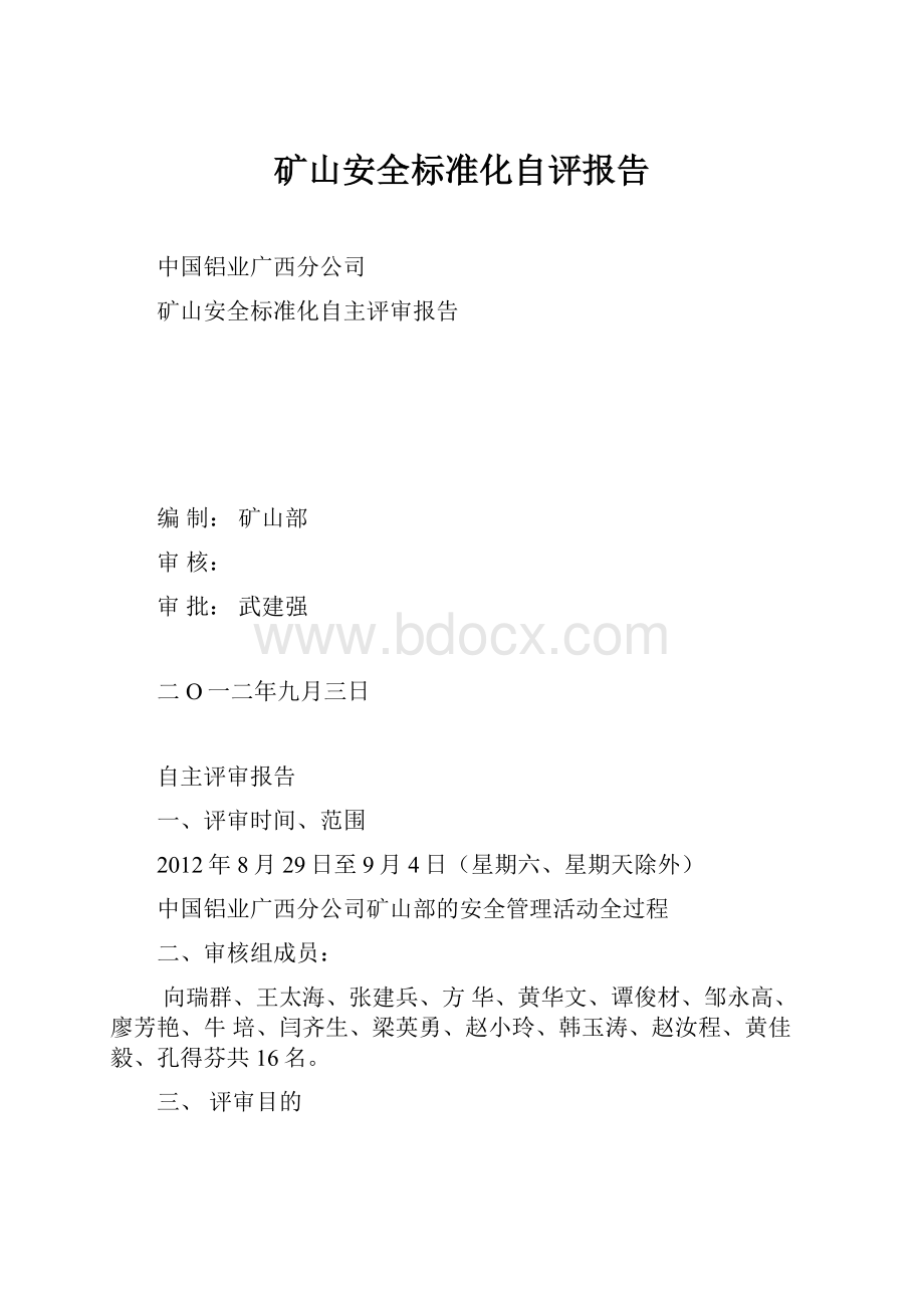 矿山安全标准化自评报告.docx