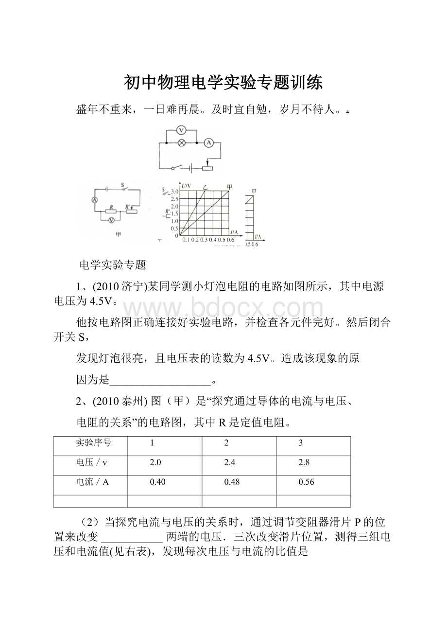 初中物理电学实验专题训练.docx_第1页