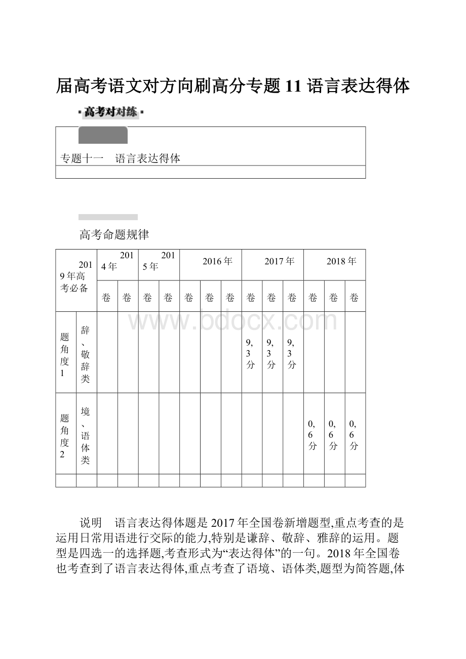 届高考语文对方向刷高分专题11 语言表达得体.docx