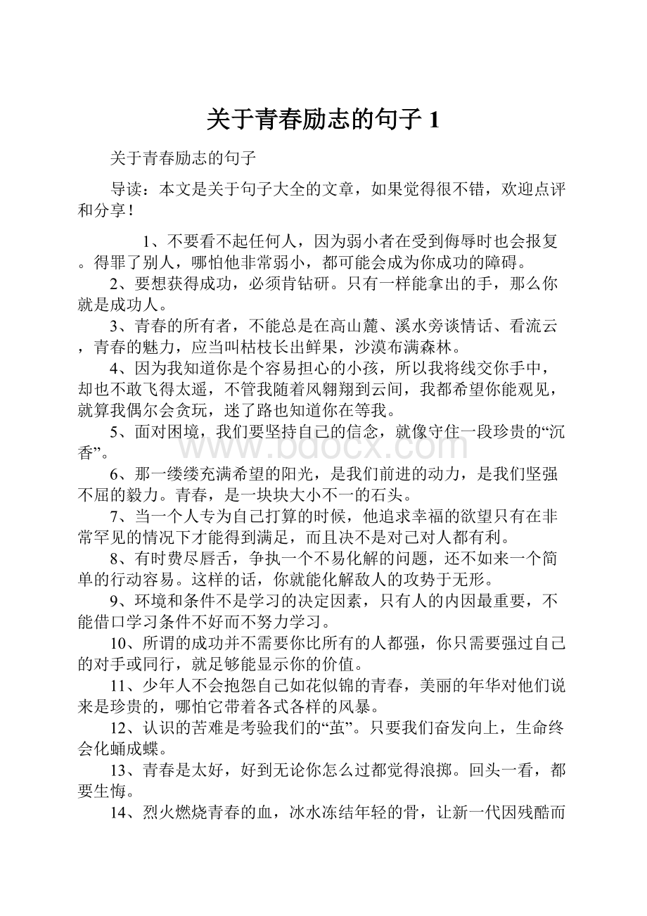 关于青春励志的句子1.docx