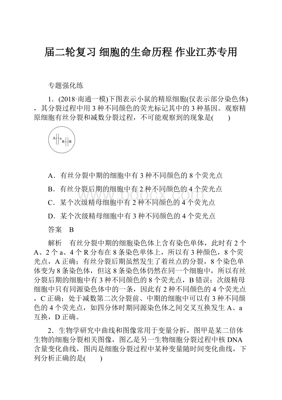 届二轮复习细胞的生命历程 作业江苏专用.docx