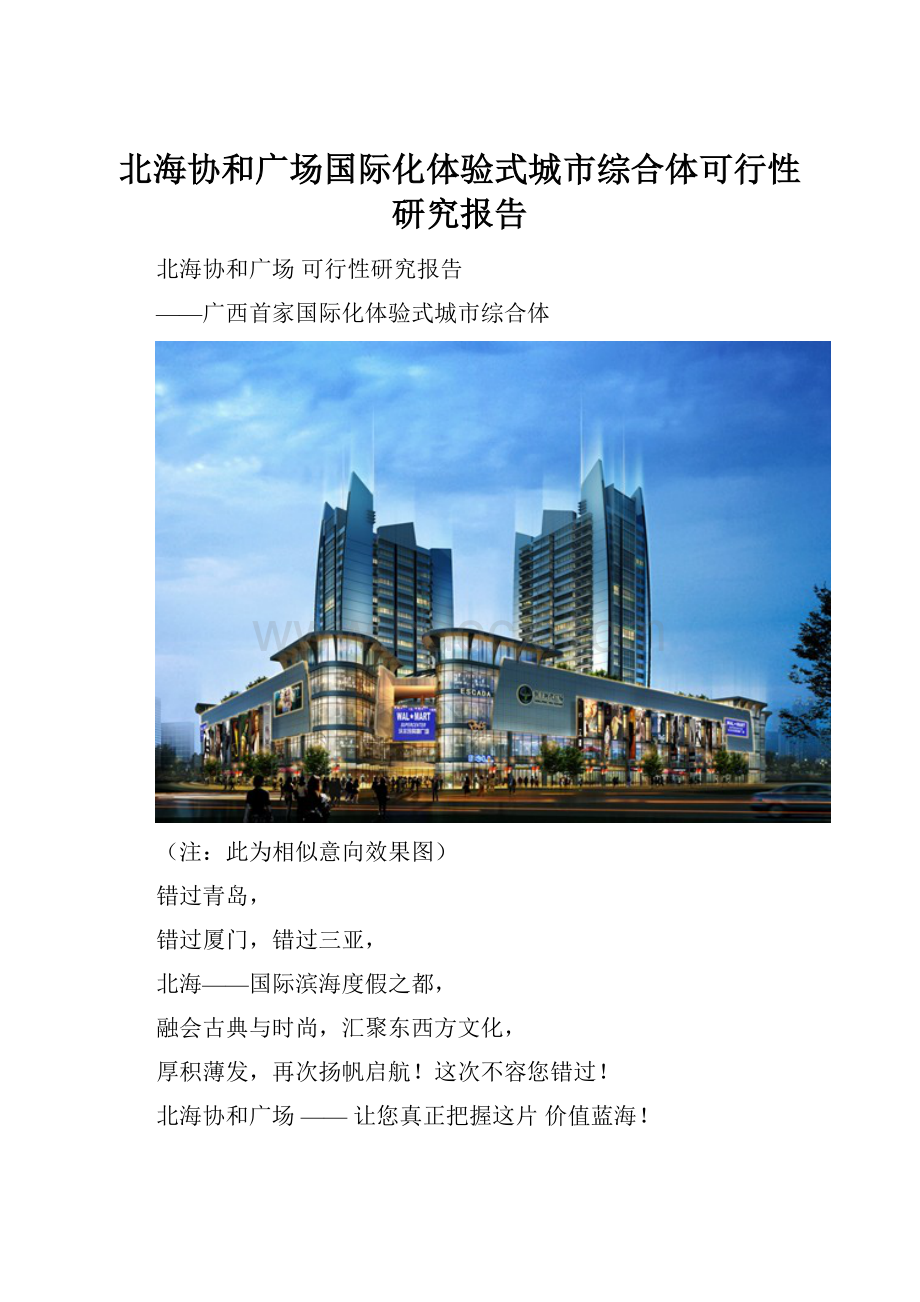 北海协和广场国际化体验式城市综合体可行性研究报告.docx