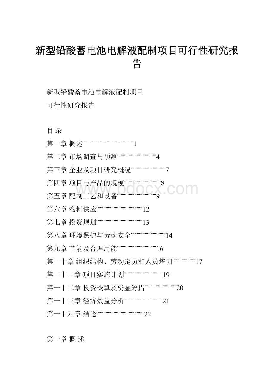 新型铅酸蓄电池电解液配制项目可行性研究报告.docx