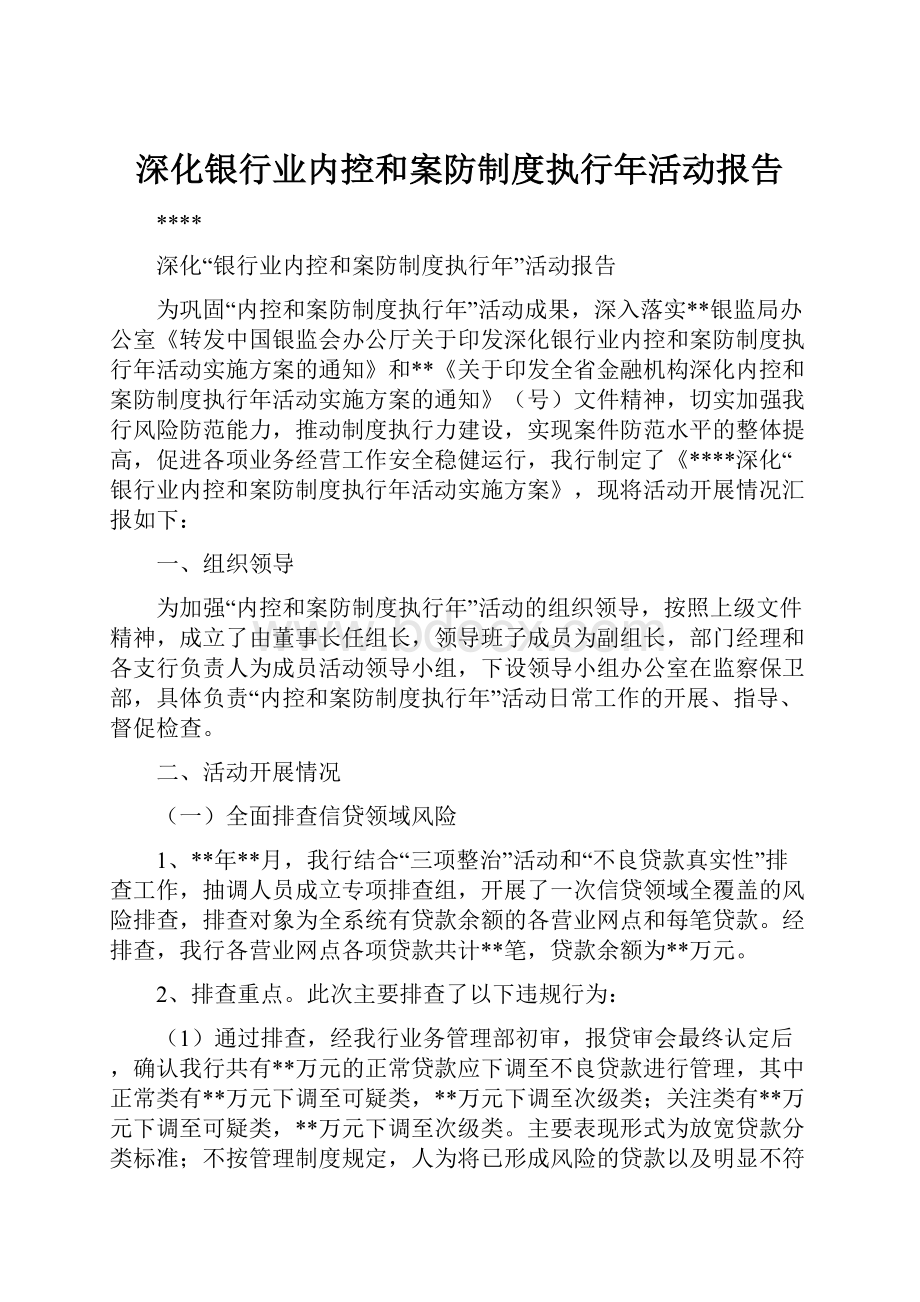 深化银行业内控和案防制度执行年活动报告.docx