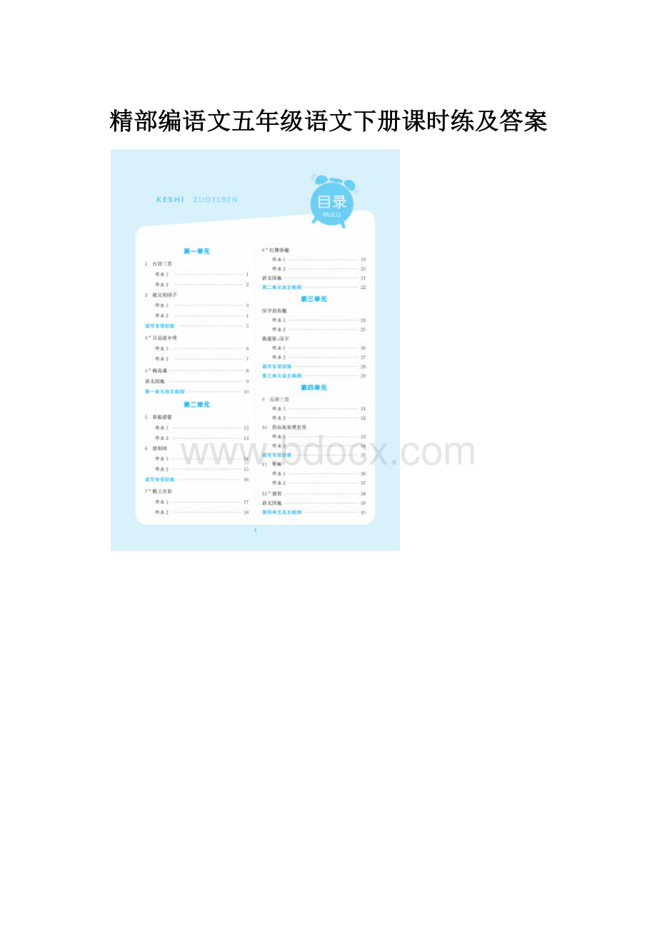 精部编语文五年级语文下册课时练及答案.docx