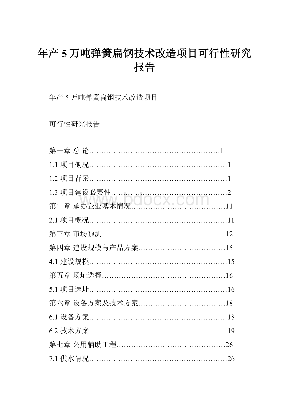 年产5万吨弹簧扁钢技术改造项目可行性研究报告.docx